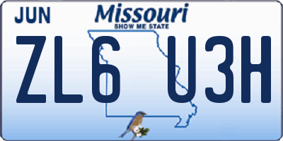 MO license plate ZL6U3H