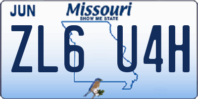 MO license plate ZL6U4H