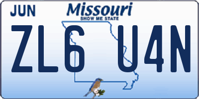 MO license plate ZL6U4N