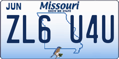 MO license plate ZL6U4U
