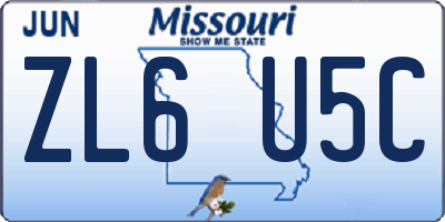 MO license plate ZL6U5C