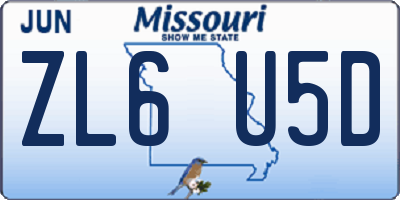 MO license plate ZL6U5D
