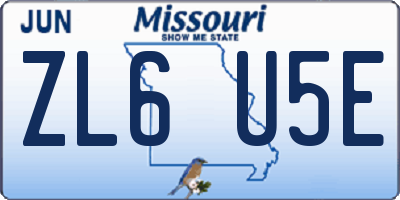MO license plate ZL6U5E
