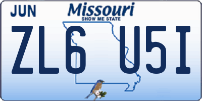 MO license plate ZL6U5I
