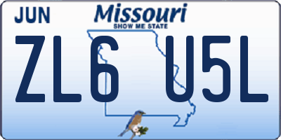MO license plate ZL6U5L