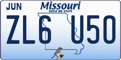 MO license plate ZL6U5O