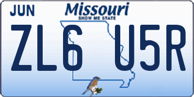 MO license plate ZL6U5R