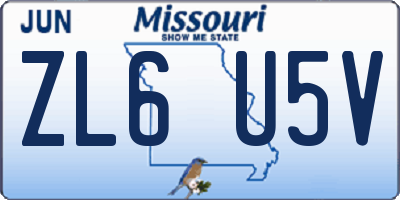 MO license plate ZL6U5V