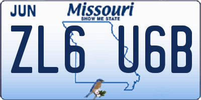 MO license plate ZL6U6B