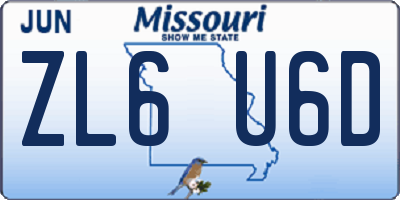 MO license plate ZL6U6D