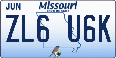 MO license plate ZL6U6K