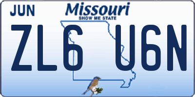 MO license plate ZL6U6N