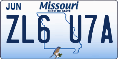MO license plate ZL6U7A