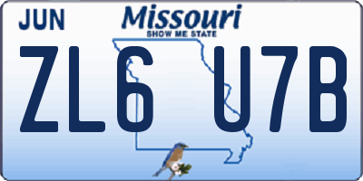 MO license plate ZL6U7B
