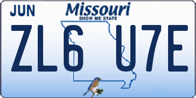 MO license plate ZL6U7E