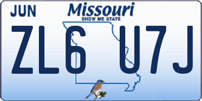 MO license plate ZL6U7J