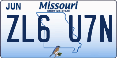 MO license plate ZL6U7N