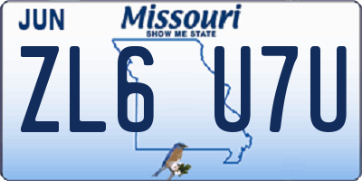 MO license plate ZL6U7U