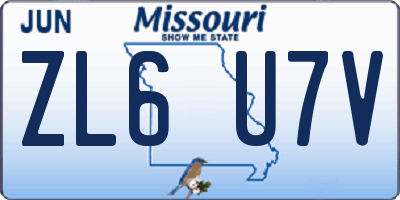 MO license plate ZL6U7V