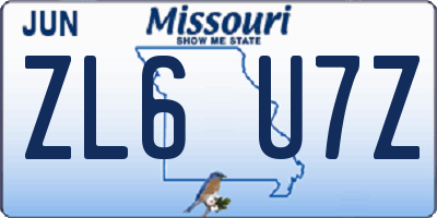 MO license plate ZL6U7Z