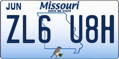 MO license plate ZL6U8H