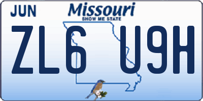 MO license plate ZL6U9H
