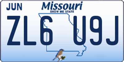 MO license plate ZL6U9J