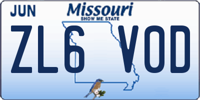 MO license plate ZL6V0D