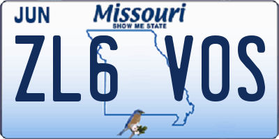 MO license plate ZL6V0S