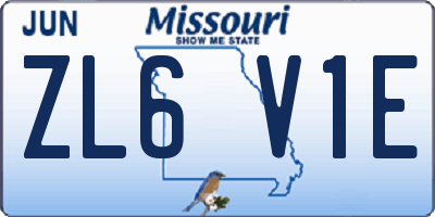 MO license plate ZL6V1E