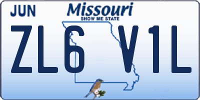 MO license plate ZL6V1L