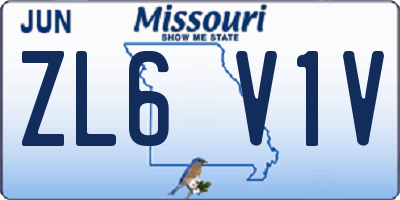 MO license plate ZL6V1V