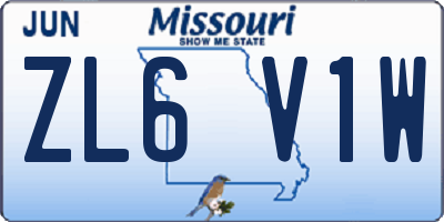 MO license plate ZL6V1W