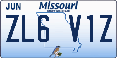 MO license plate ZL6V1Z