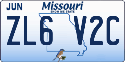 MO license plate ZL6V2C