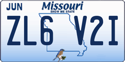 MO license plate ZL6V2I