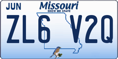 MO license plate ZL6V2Q