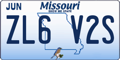 MO license plate ZL6V2S