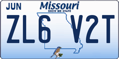 MO license plate ZL6V2T