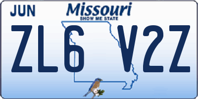 MO license plate ZL6V2Z
