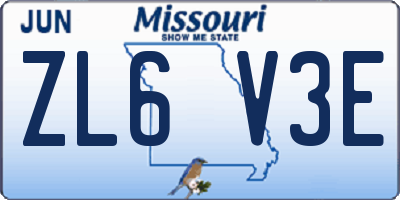 MO license plate ZL6V3E