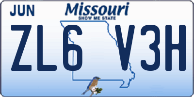 MO license plate ZL6V3H