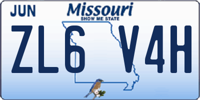 MO license plate ZL6V4H