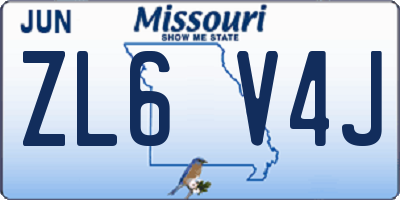 MO license plate ZL6V4J