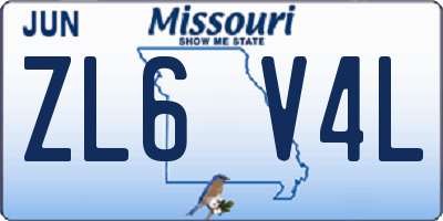 MO license plate ZL6V4L