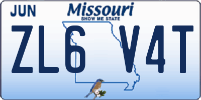 MO license plate ZL6V4T