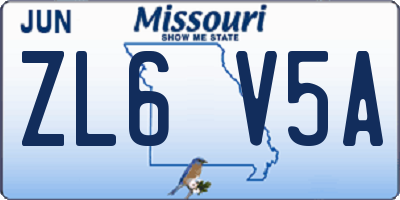 MO license plate ZL6V5A