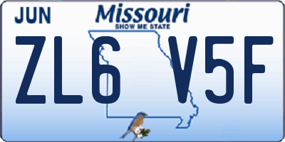 MO license plate ZL6V5F