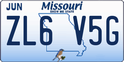 MO license plate ZL6V5G