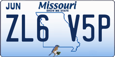 MO license plate ZL6V5P